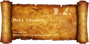 Matl Levente névjegykártya